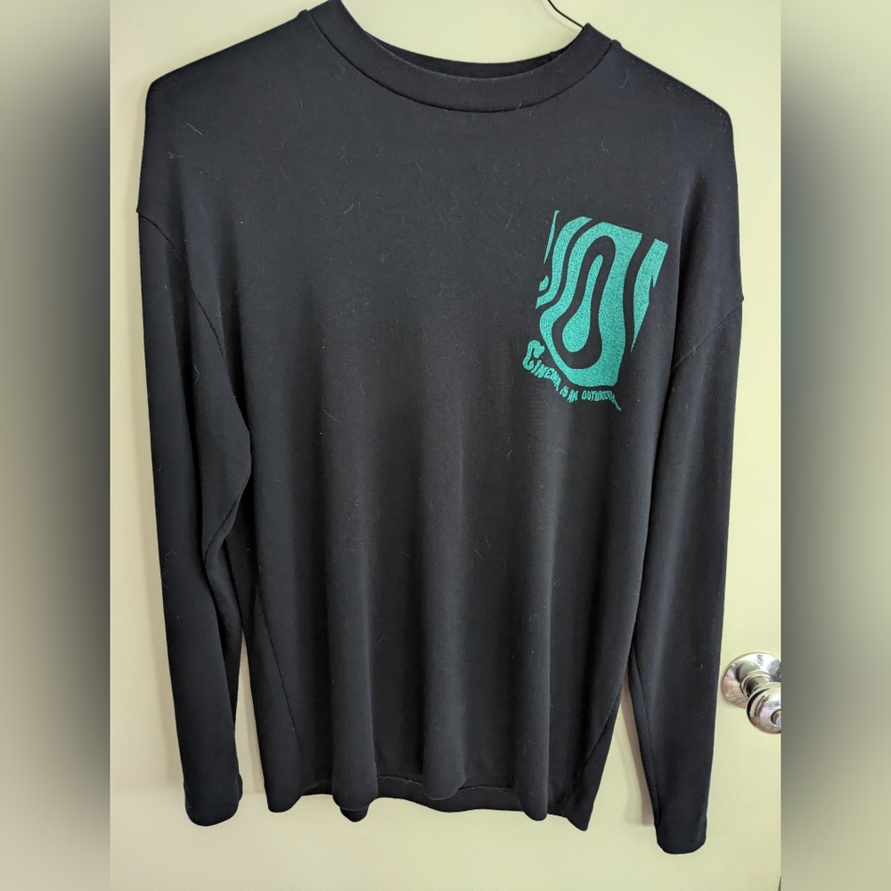 Zara Black Crewneck Sweater with Green Graphic Rare Print Unique Y2K Skater Goth